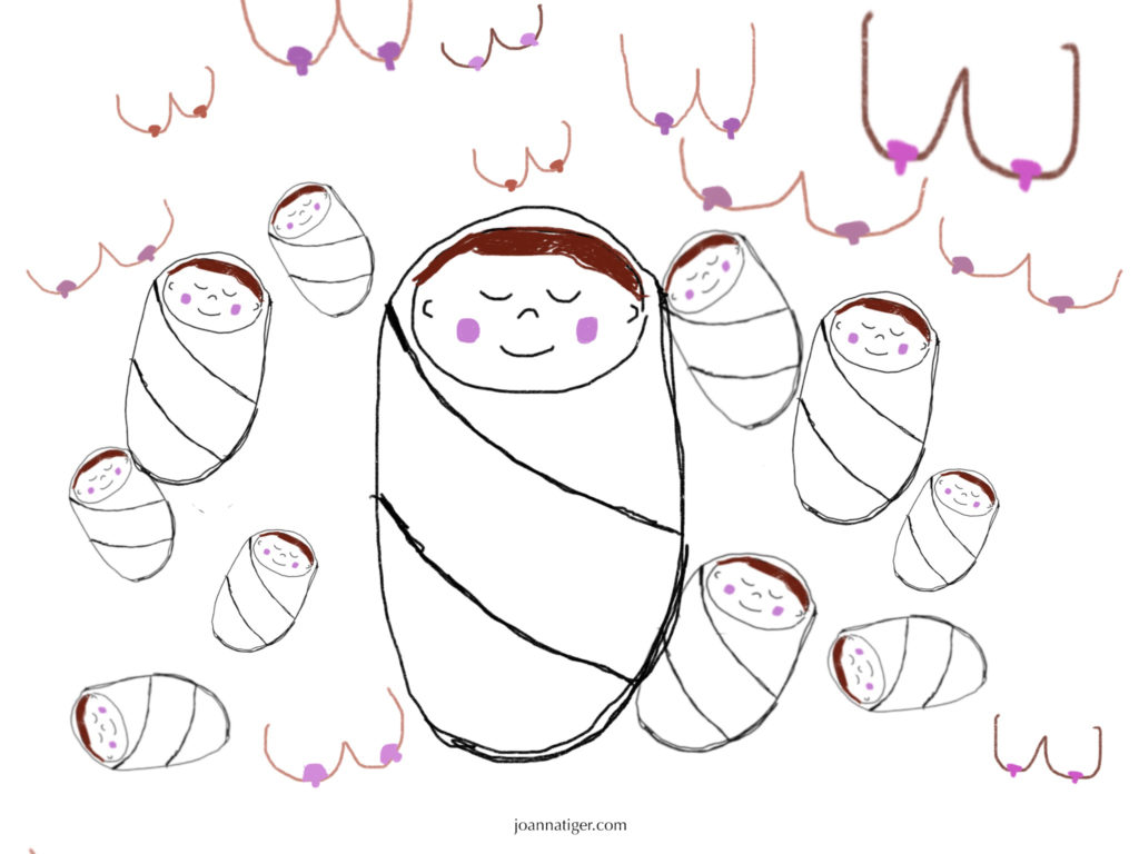 babies, breastfeeding, cartoon, drawing, rotation, mom, aunts